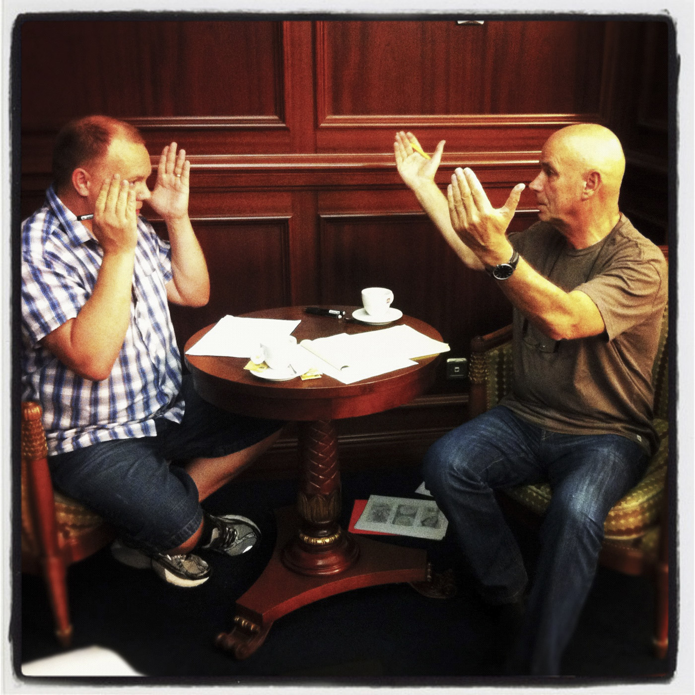 Raymond Karsten in a storyboard session with director Martin Campbell for Lenovo, 2012